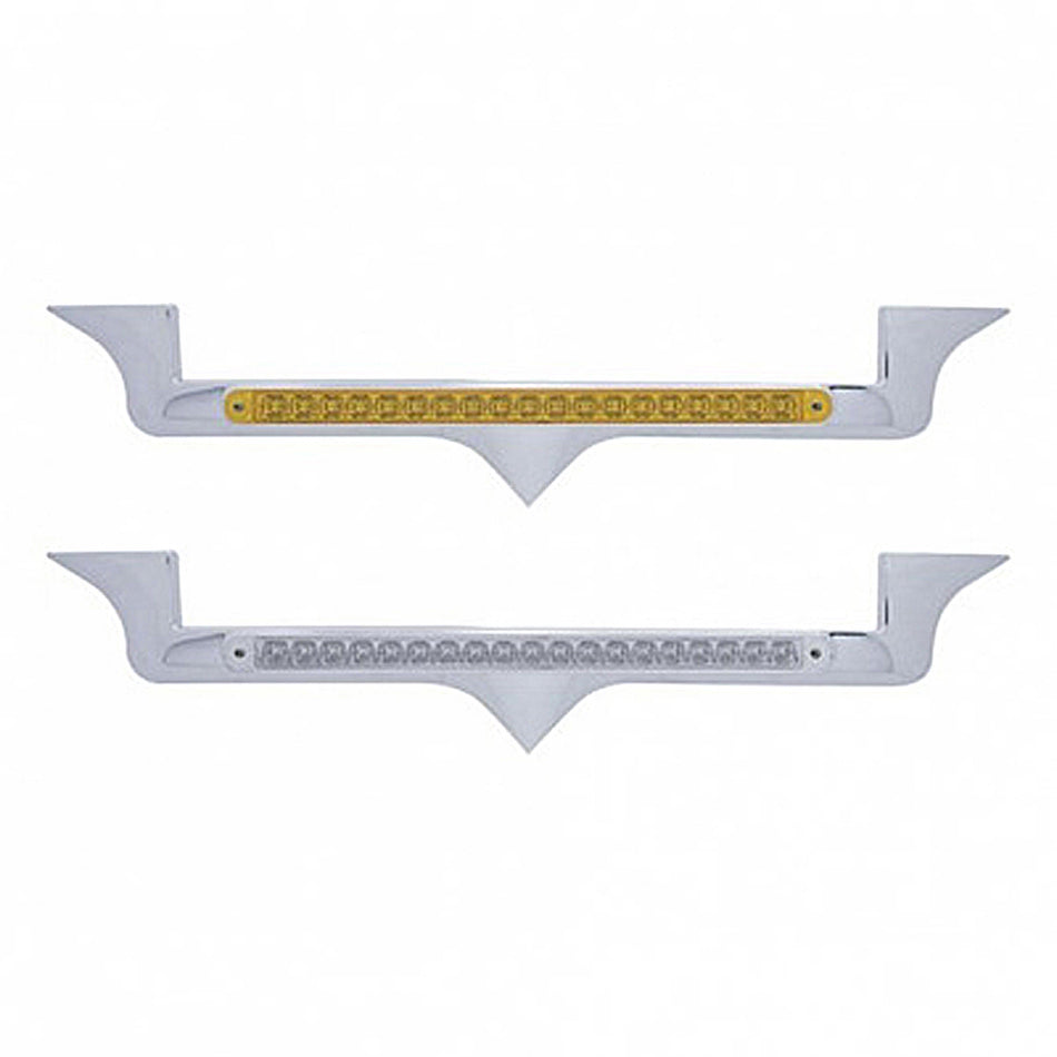 Chrome Hood Emblem Trim With 19 LED Reflector Light Bar For Kenworth - Amber LEDs (Amber or Clear Lens)