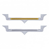 Chrome Hood Emblem Trim With 19 LED Reflector Light Bar For Kenworth - Amber LEDs (Amber or Clear Lens)
