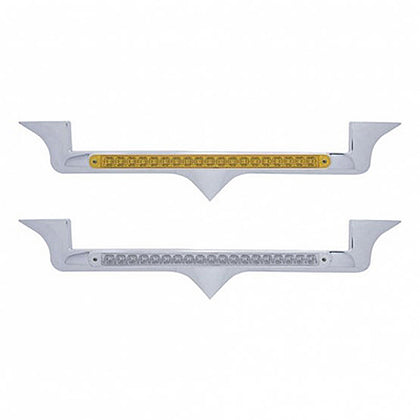Chrome Hood Emblem Trim With 19 LED Reflector Light Bar For Kenworth - Amber LEDs (Amber or Clear Lens)