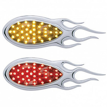 39 LED "Inferno" Auxiliary Light With Flame Bezel - Amber or Red LEDs (Chrome Lens)