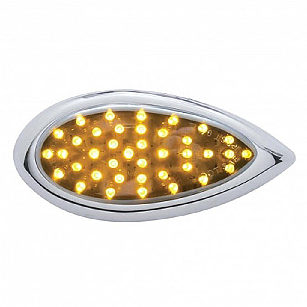 39 LED "Teardrop" Auxiliary Light With Bezel - Amber or Red (Chrome Lens)