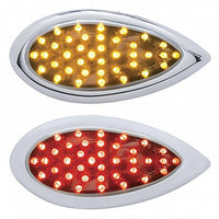 39 LED "Teardrop" Auxiliary Light With Bezel - Amber or Red (Chrome Lens)