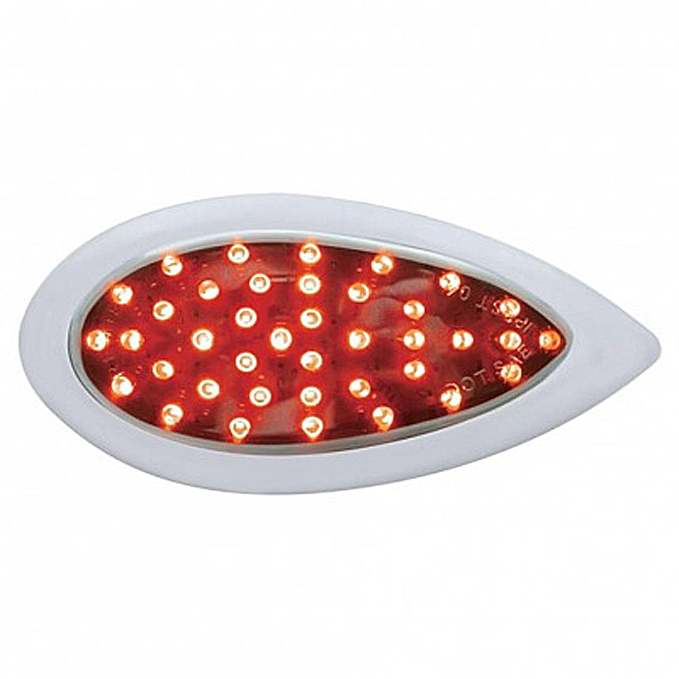 39 LED "Teardrop" Auxiliary Light With Bezel - Amber or Red (Chrome Lens)