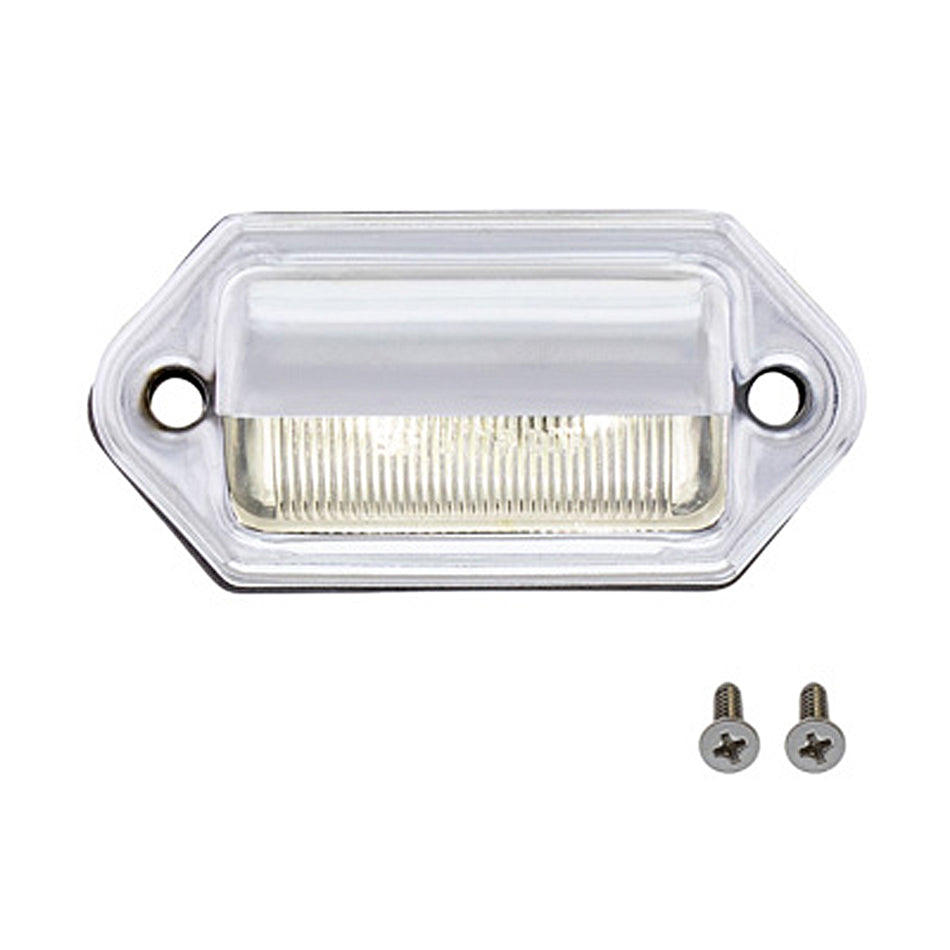 2 White LED Chrome License Plate Light/Utility Competition Series Light - White LEDs (Clear Lens)