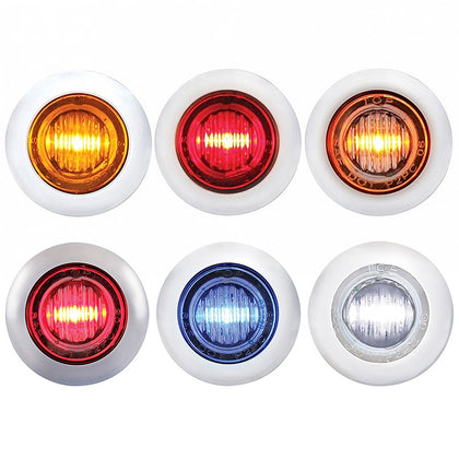3 LED 3/4" Mini Clearance/Marker Light w Bezel - Amber, Red, Blue or White LEDs (Amber, Red, or Clear Lens)