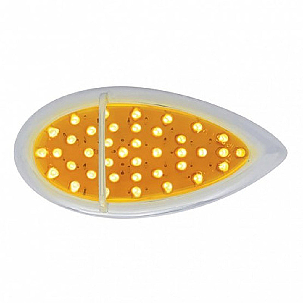 39 LED Flush Mount "Teardrop" Turn Signal Light - Amber LEDs (Amber, Clear or Chrome Lens)