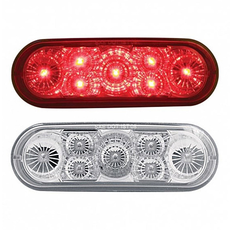 7 LED 6" Oval Reflector Stop, Turn & Tail Light - Red LEDs (Red or Clear Lens)