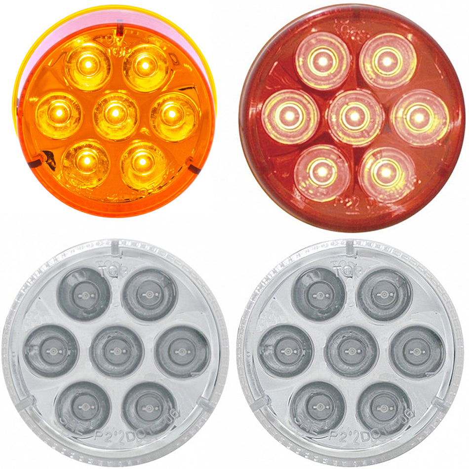 7 LED 2" Round Clearance/Marker Light - Amber or Red LEDs (Amber, Red or Clear Lens)