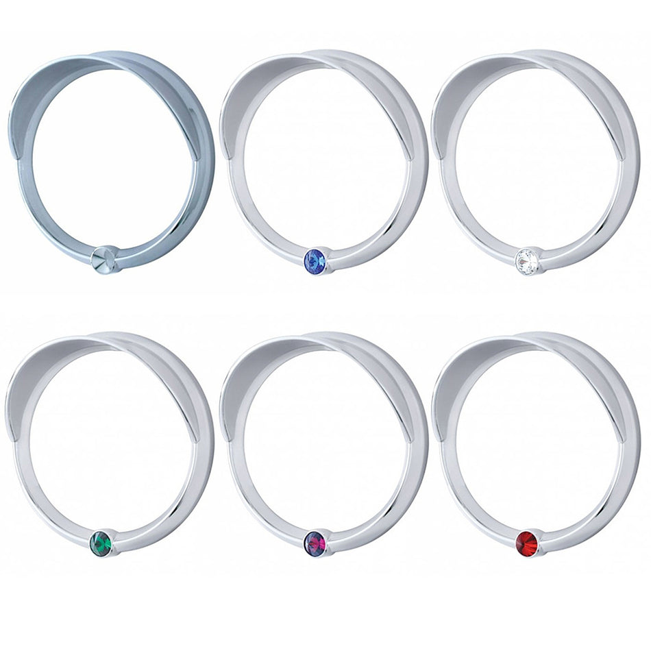 Signature Series Speed/Tachometer Gauge Bezel With Visor For Freightliner - Indented, Blue, Green, Clear, Purple, or Red Crystal