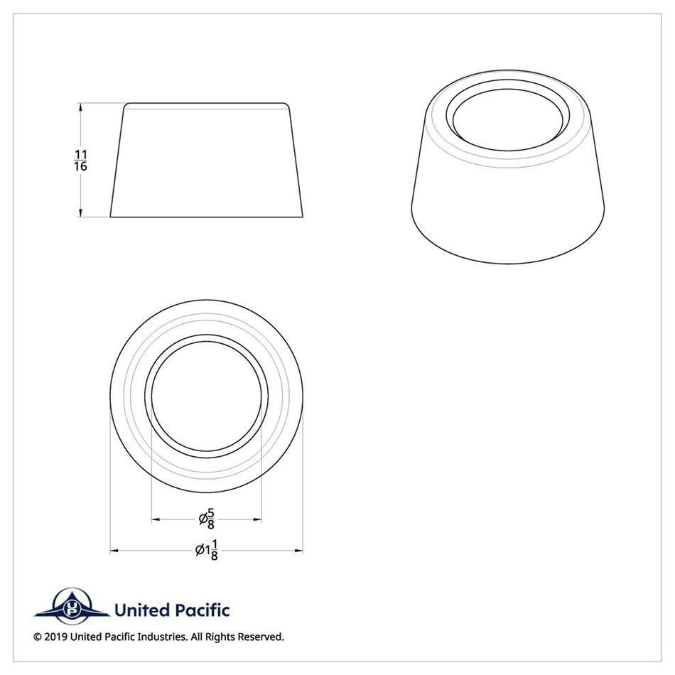 United Pacific - Chrome Round Dash Indicator Light Trim for 1967-1987 Peterbilt 359