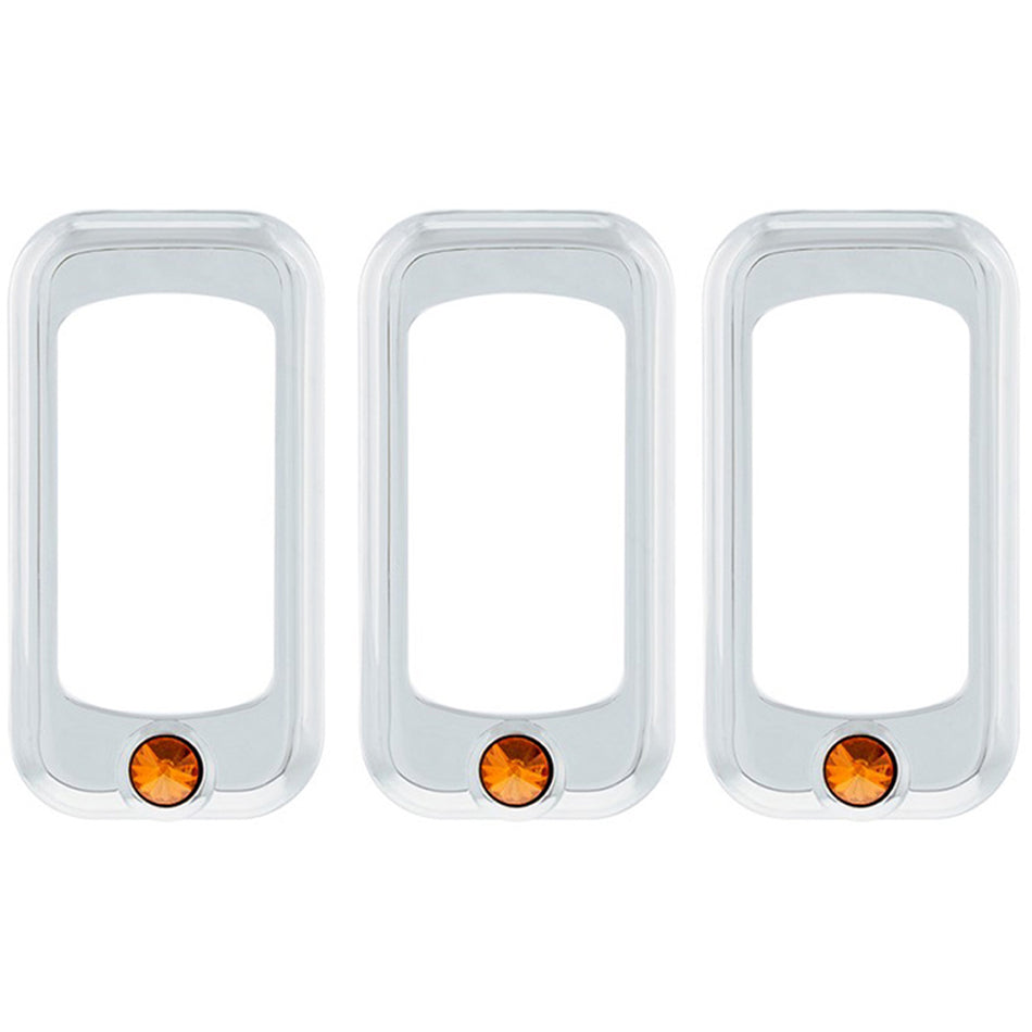 Rocker Switch Bezel For Peterbilt/ Kenworth With Copper, Clear, Purple or Red Crystal (3-Pack)