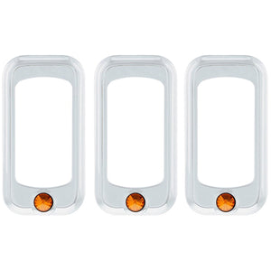 Rocker Switch Bezel For Peterbilt/ Kenworth With Copper, Clear, Purple or Red Crystal (3-Pack)