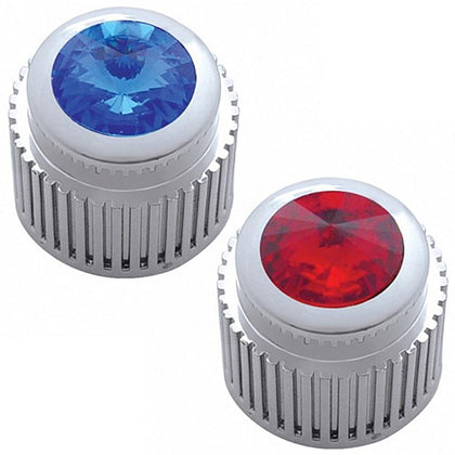 United Pacific - Chrome Plastic Control Knob With Blue or Red Crystal