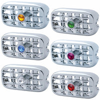 Chrome Plastic A/C Vent With Color Crystal For Peterbilt (2006+) - Amber, Blue, Clear, Green, Purple or Red Crystal