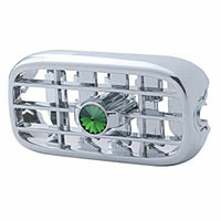 Chrome Plastic A/C Vent With Color Crystal For Peterbilt (2006+) - Amber, Blue, Clear, Green, Purple or Red Crystal