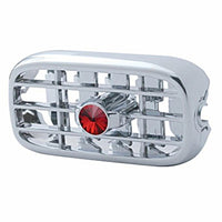 Chrome Plastic A/C Vent With Color Crystal For Peterbilt (2006+) - Amber, Blue, Clear, Green, Purple or Red Crystal
