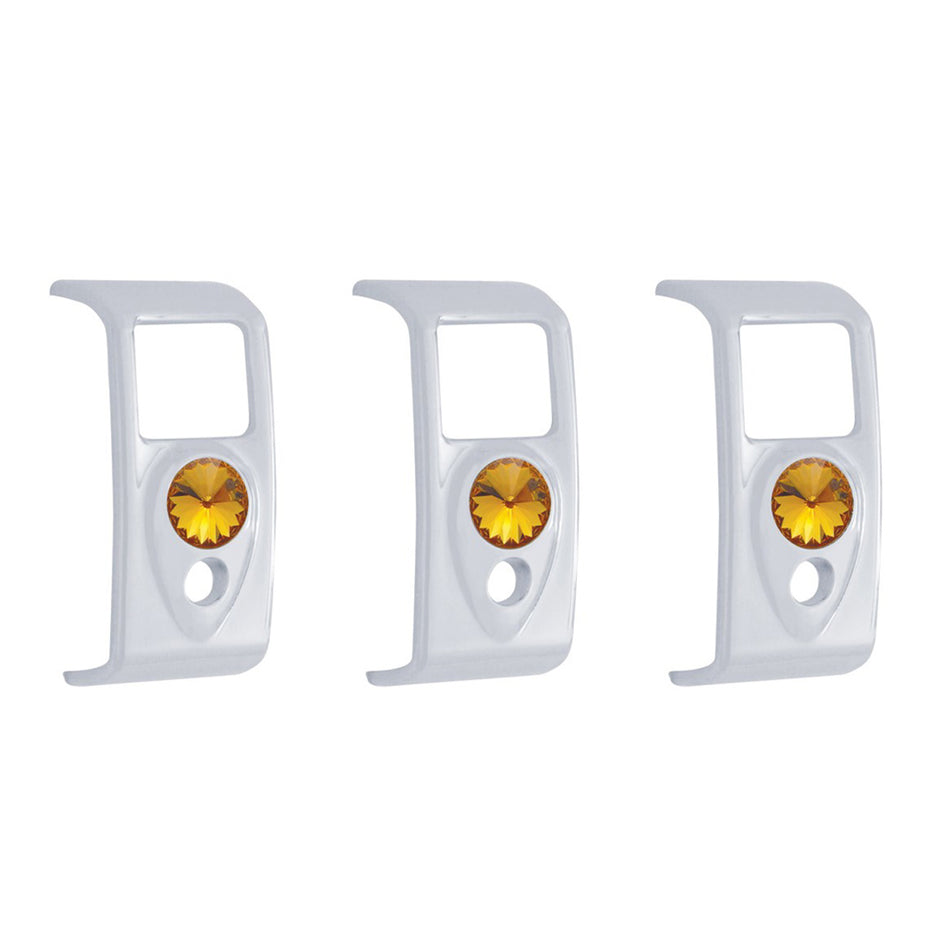 Rocker Switch Cover With Amber Crystal For 2006+ Kenworth (Card Of 3)