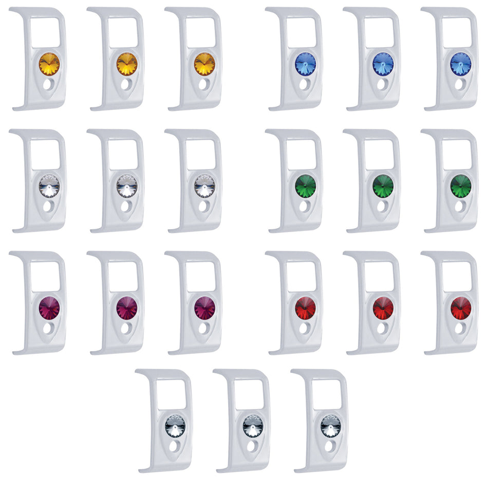 Rocker Switch Cover With Amber Crystal For 2006+ Kenworth (Card Of 3)