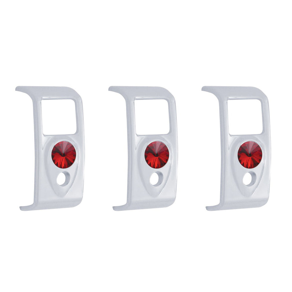 Rocker Switch Cover With Amber Crystal For 2006+ Kenworth (Card Of 3)