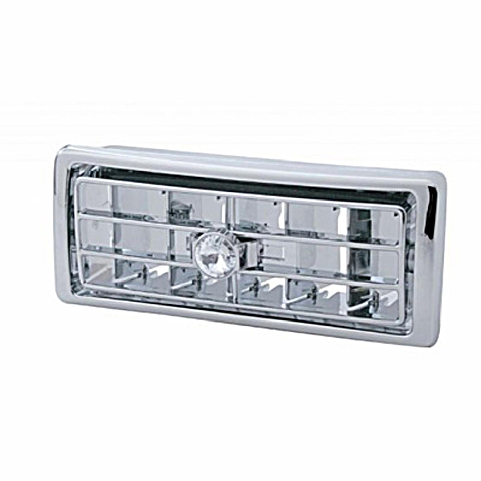 Chrome Plastic A/C Vent For 2002-2005 Kenworth - Center (Indented, Blue, Clear, Purple or Red Crystal)