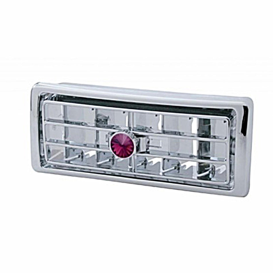 Chrome Plastic A/C Vent For 2002-2005 Kenworth - Center (Indented, Blue, Clear, Purple or Red Crystal)