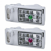 Chrome Plastic A/C Vent With Color Crystal For 2002-2005 Kenworth - Driver Side (Green or Purple Crystal)