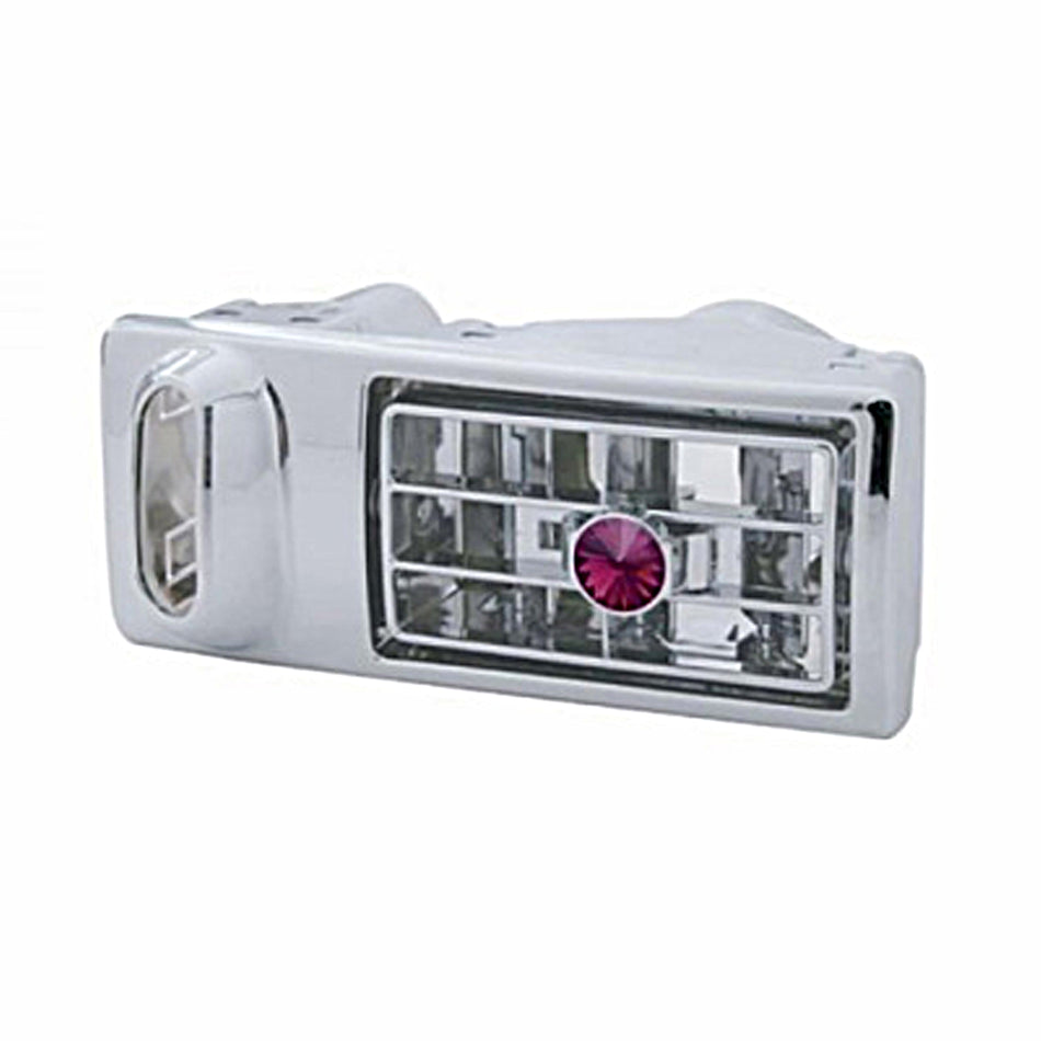 Chrome Plastic A/C Vent With Color Crystal For 2002-2005 Kenworth - Driver Side (Green or Purple Crystal)