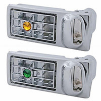 Chrome Plastic A/C Vent With Color Crystal For 2002-2005 Kenworth - Passenger Side (Amber or Green Crystal)