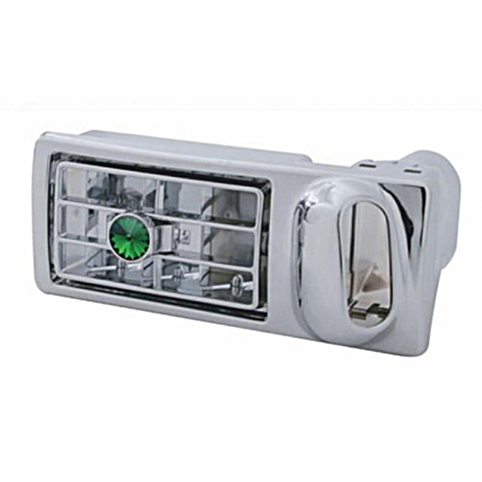 Chrome Plastic A/C Vent With Color Crystal For 2002-2005 Kenworth - Passenger Side (Amber or Green Crystal)