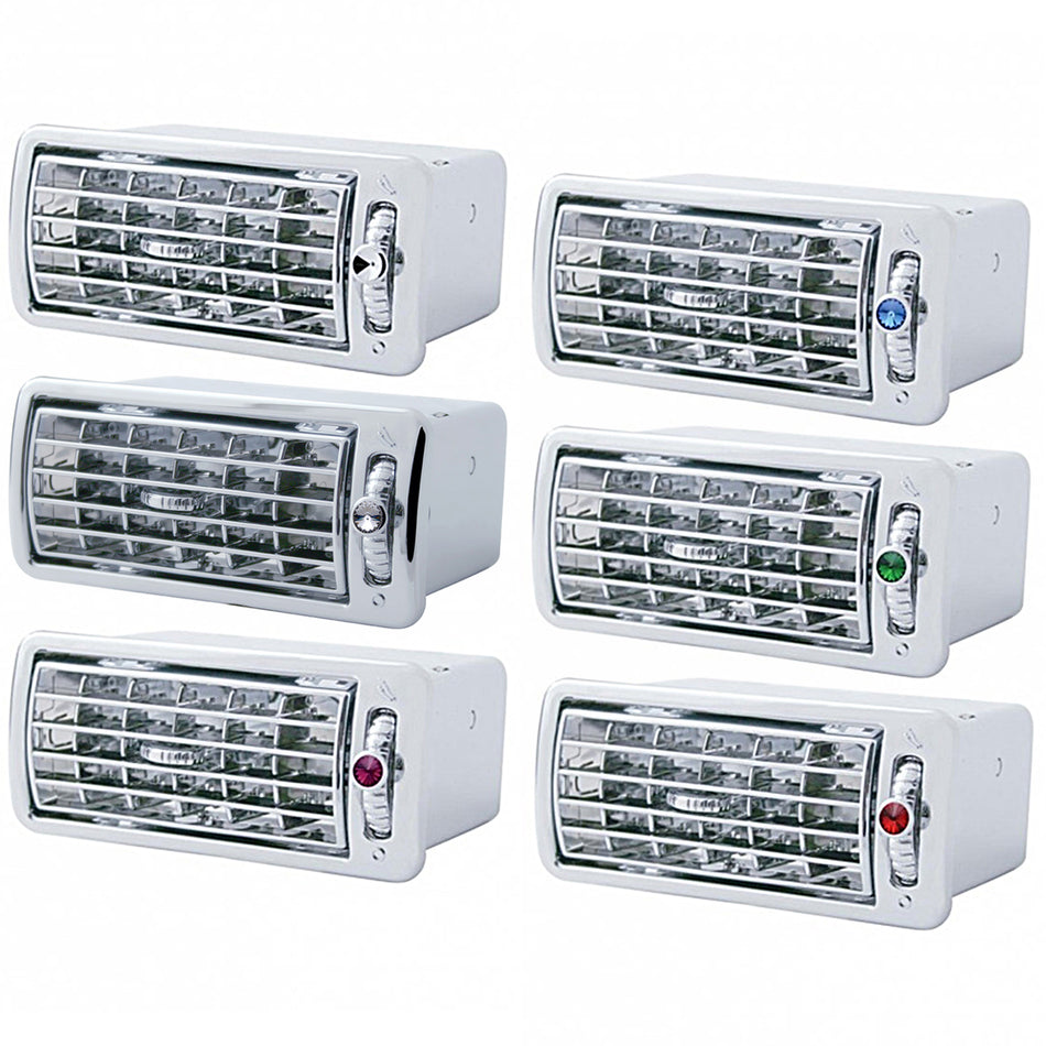 United Pacific - A/C Vent For Volvo (Indented, Blue, Clear, Green, Purple or Red Crystal)