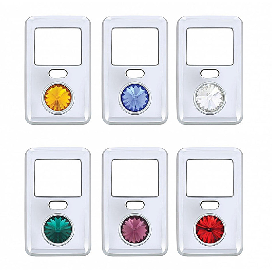 Rocker Switch Cover With Crystal For 1998-2018 Volvo VNL (Amber, Blue, Clear, Green, Purple or Red Crystal)