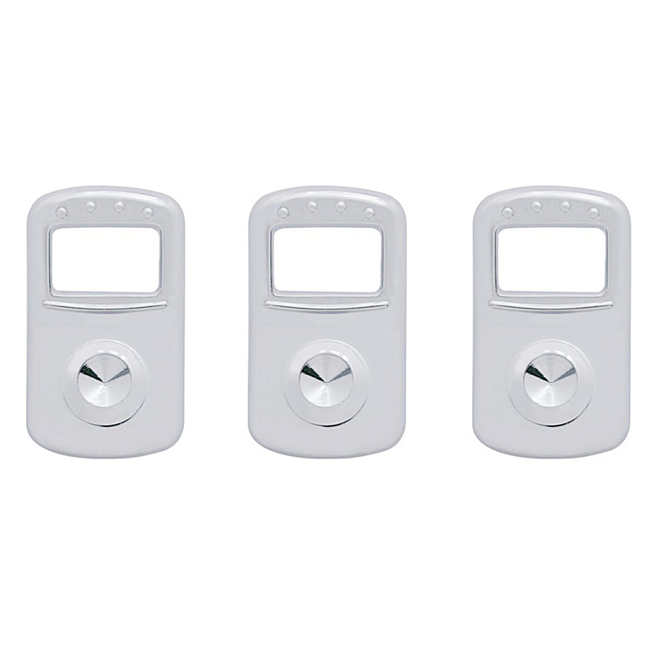 Rocker Switch Cover For Kenworth/Peterbilt - Indented, Blue, Clear, Green, Purple or Red Crystal (Card of 3)