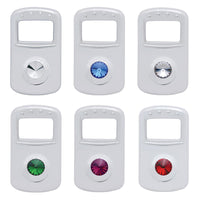 Rocker Switch Cover For Kenworth/Peterbilt - Indented, Blue, Clear, Green, Purple or Red Crystal (Card of 3)