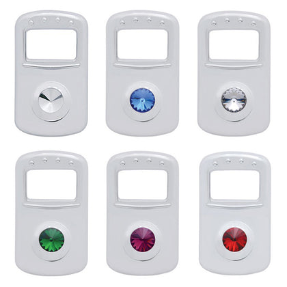 Rocker Switch Cover For Kenworth/Peterbilt - Indented, Blue, Clear, Green, Purple or Red Crystal (Card of 3)