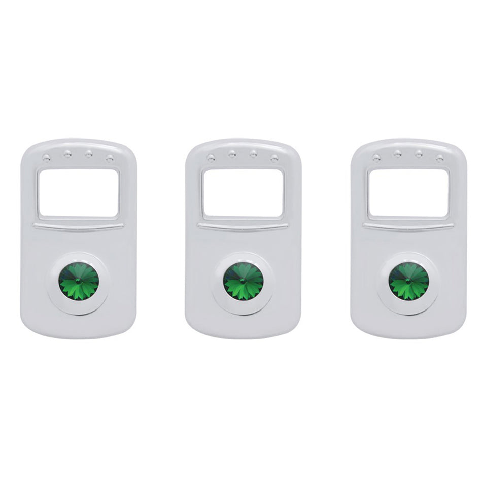 Rocker Switch Cover For Kenworth/Peterbilt - Indented, Blue, Clear, Green, Purple or Red Crystal (Card of 3)