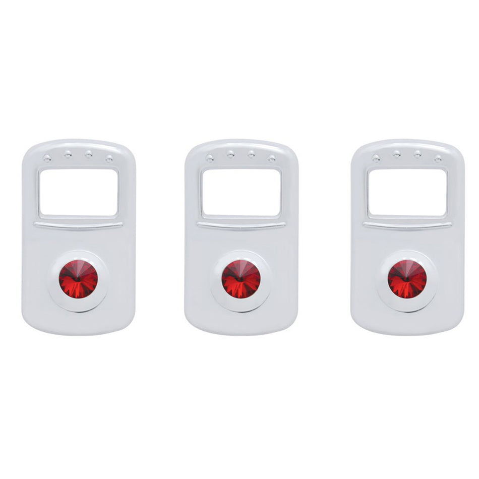 Rocker Switch Cover For Kenworth/Peterbilt - Indented, Blue, Clear, Green, Purple or Red Crystal (Card of 3)