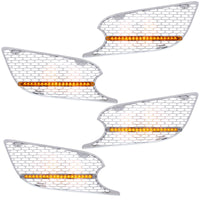 Chrome Air Intake Grille With Reflector LED Light For 2012-2021 Peterbilt 579 (Driver or Passenger Side) - Amber LEDs (Amber or Clear Lens)
