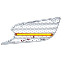 Chrome Air Intake Grille With LED GloLight For 2012-2021 Peterbilt 579 (Driver or Passenger) - Amber LEDs (Amber or Clear Lens)