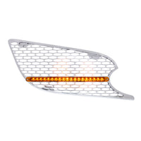 Chrome Air Intake Grille With Reflector LED Light For 2012-2021 Peterbilt 579 (Driver or Passenger Side) - Amber LEDs (Amber or Clear Lens)