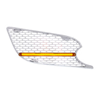 Chrome Air Intake Grille With LED GloLight For 2012-2021 Peterbilt 579 (Driver or Passenger) - Amber LEDs (Amber or Clear Lens)