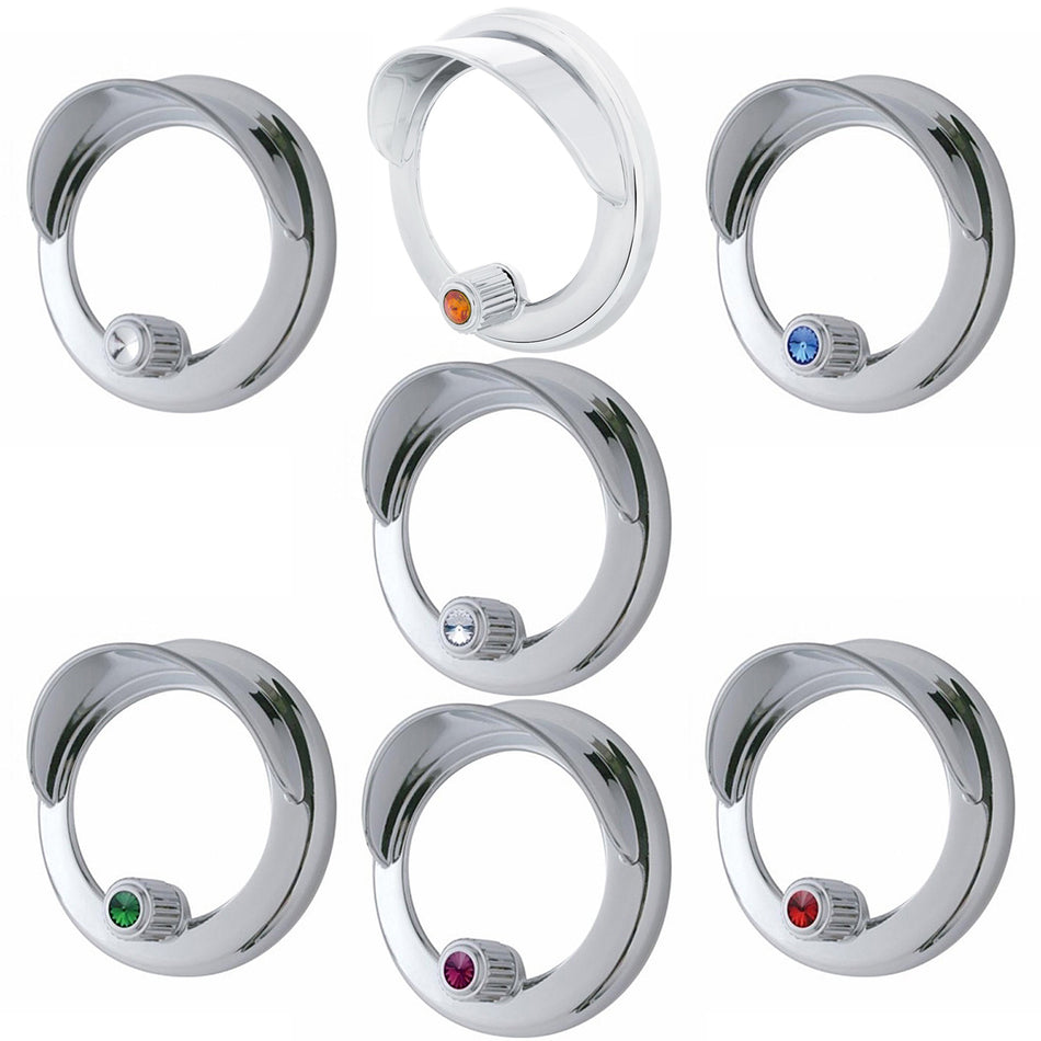 Clock Bezel With Visor For Freightliner Century/Coronado/Columbia (Indented, Copper, Blue, Clear, Green, Purple or Red Crystal)