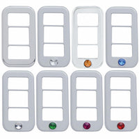 Rocker Switch Cover With 3 Openings & Crystal For Freightliner (3-Pack) - Various Crystal Colors