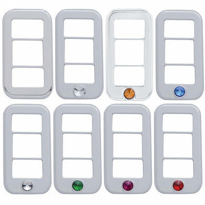 Rocker Switch Cover With 3 Openings & Crystal For Freightliner (3-Pack) - Various Crystal Colors