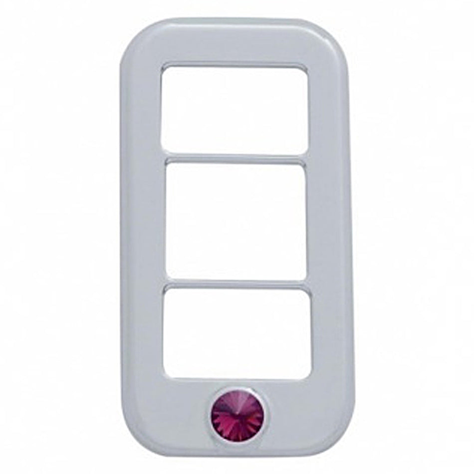 Rocker Switch Cover With 3 Openings & Crystal For Freightliner (3-Pack) - Various Crystal Colors