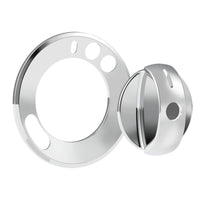 Chrome Plastic 2-Piece Headlight With Fog Light Switch Cover For 2008-2017 Freightliner Cascadia