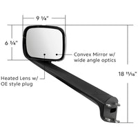 Heated Chrome Hood Mirror Assembly W/ Sequential LED Lights For 2018-2025 Freightliner Cascadia - Driver or Passenger Side