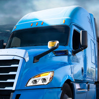 Heated Chrome Hood Mirror Assembly W/ Sequential LED Lights For 2018-2025 Freightliner Cascadia - Driver or Passenger Side