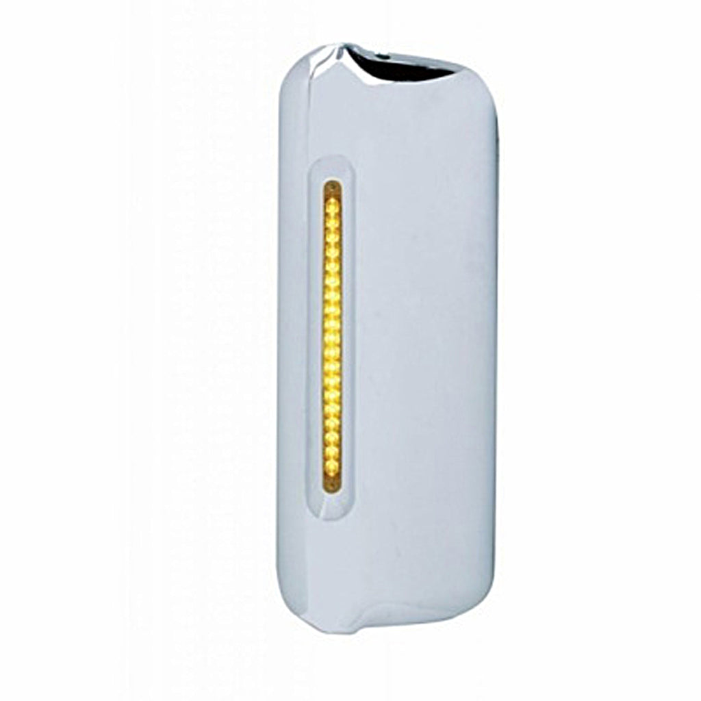 Mirror Cover With 19 LED 12" Reflector Light Bar For 2005+ Freightliner (Driver or Passenger Side) - Amber LEDs (Amber or Clear Lens)