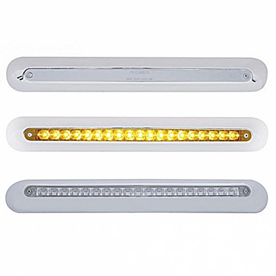Freightliner 19 LED 12" Mirror Light Bar - Amber LEDs (Chrome, Amber or Clear Lens)