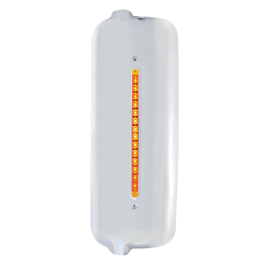 Mirror Cover With 14 LED 12" Light Bar For 2005 & Older Freightliner (Driver or Passengers Side )- Amber LEDs (Amber, Clear or Chrome Lens)